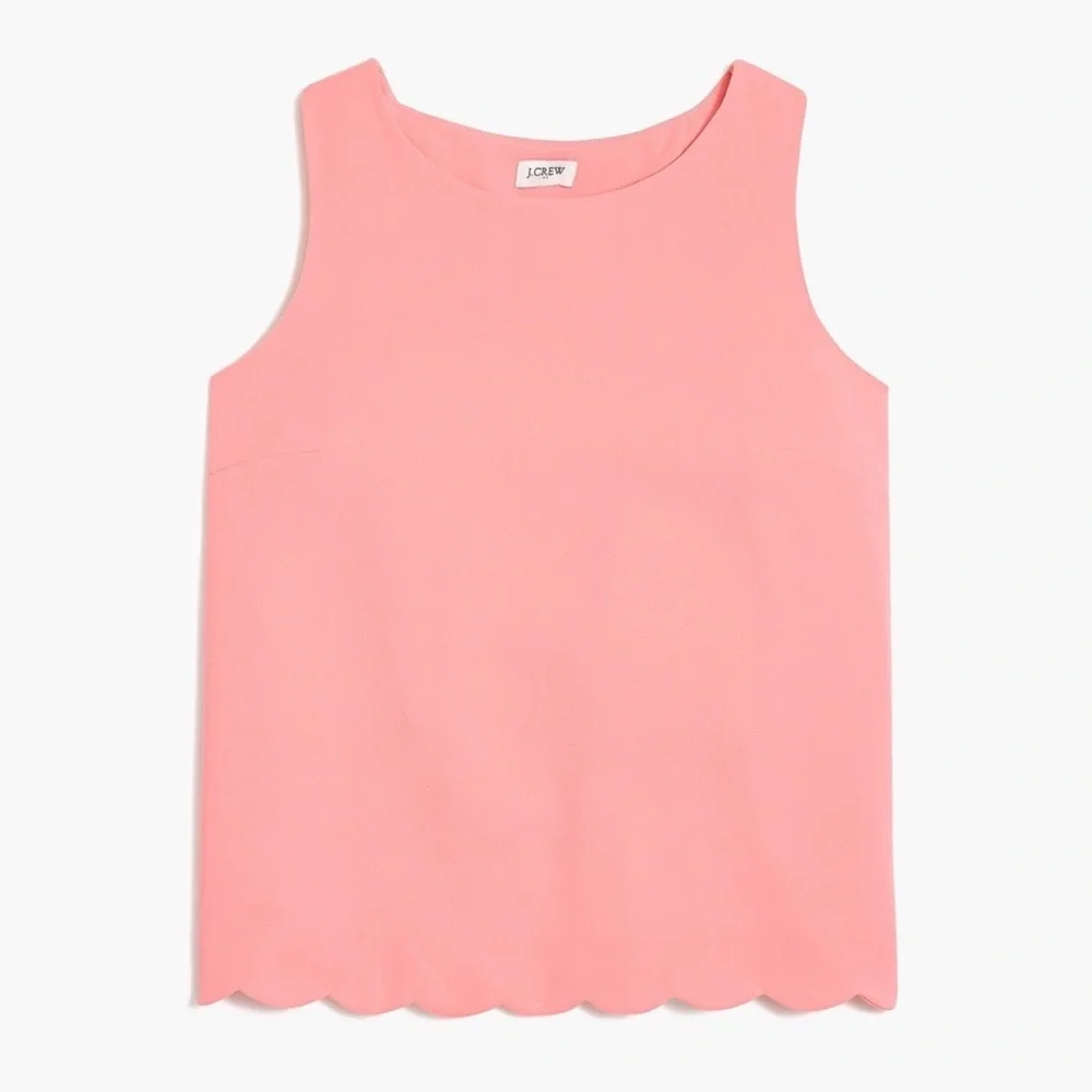 ❤️❤️ J Crew Top Scallop Hem Open Overlapped Back Solid Casual Preppy Pink XXS